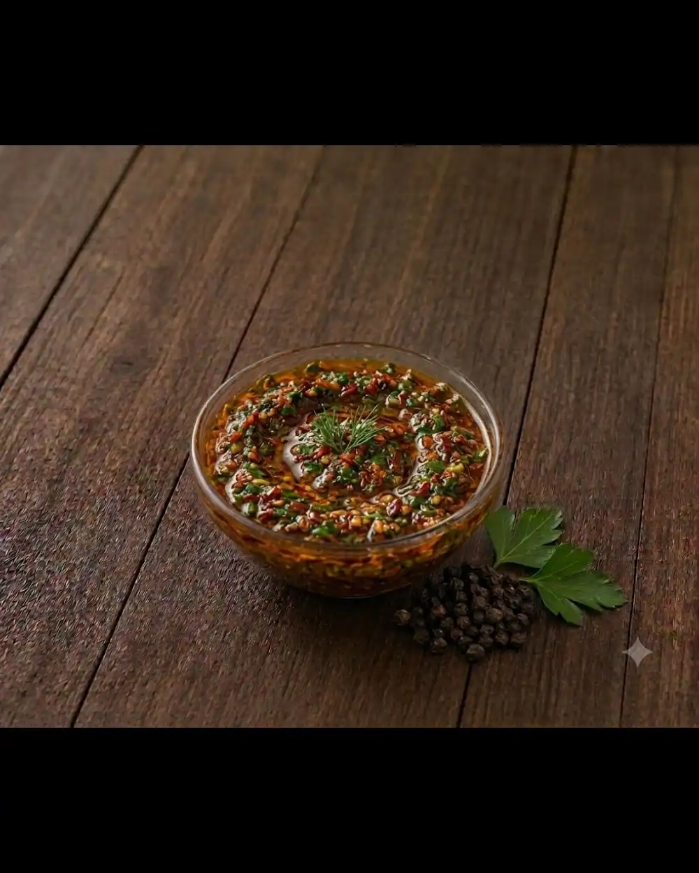 Sos Chimichurri — Sosuri & Extra — Tony's Eat & Drink — Ingrediente: ulei, pătrunjel, fulgi chilli, zeamă de lămâie